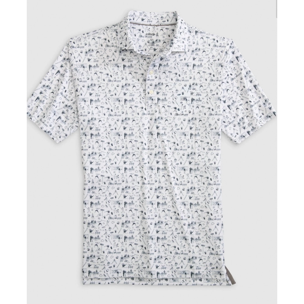 NEW JOHNNIE-O MIDNIGHT NAVY BALLPARK PRINTED PERFORMANCE POLO SHIRT SZ S